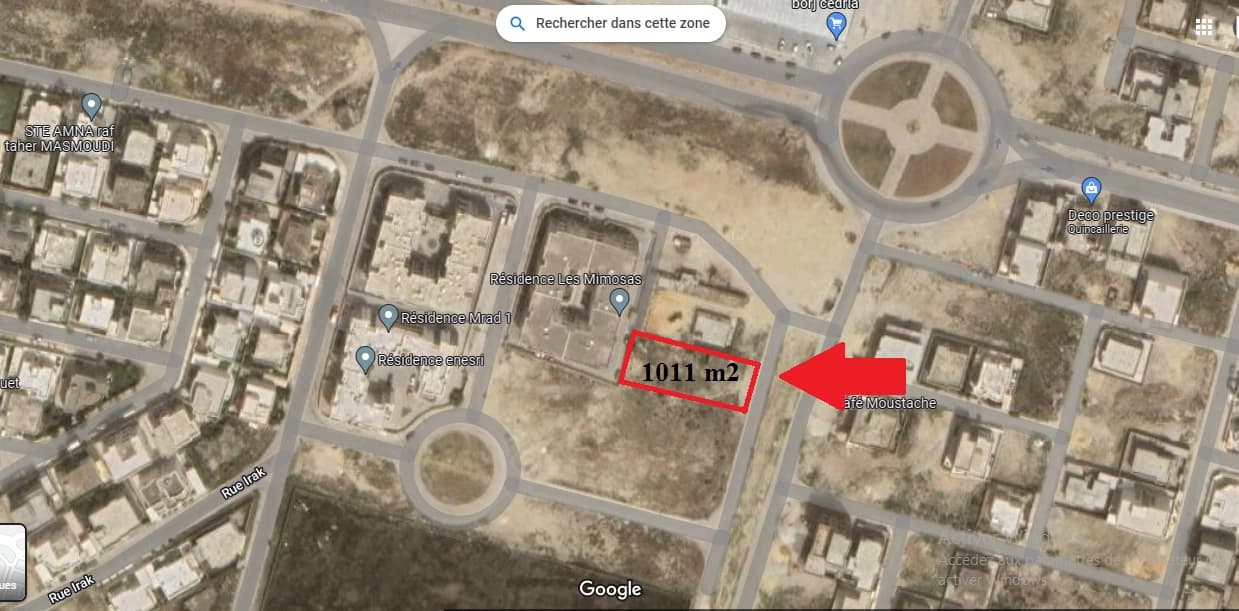 Terrain de 1011 m² à Borj Cedria