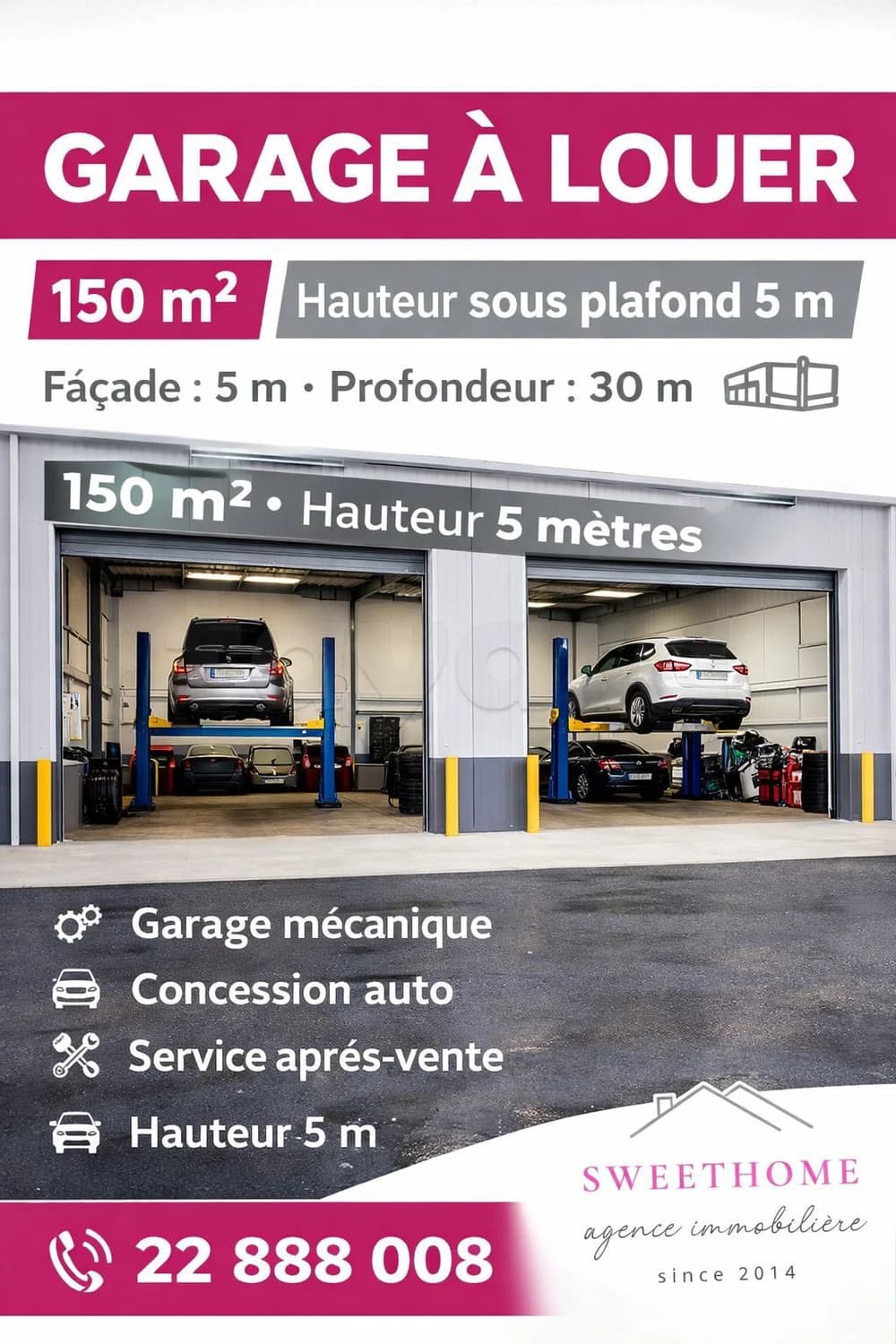 Garage à louer à Ezzahra 