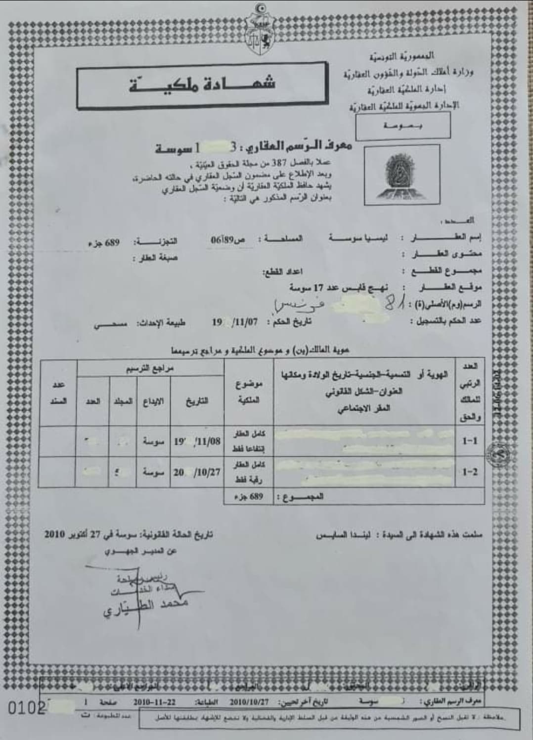 Terrain à vendre centre ville sousse quartier Suisse 