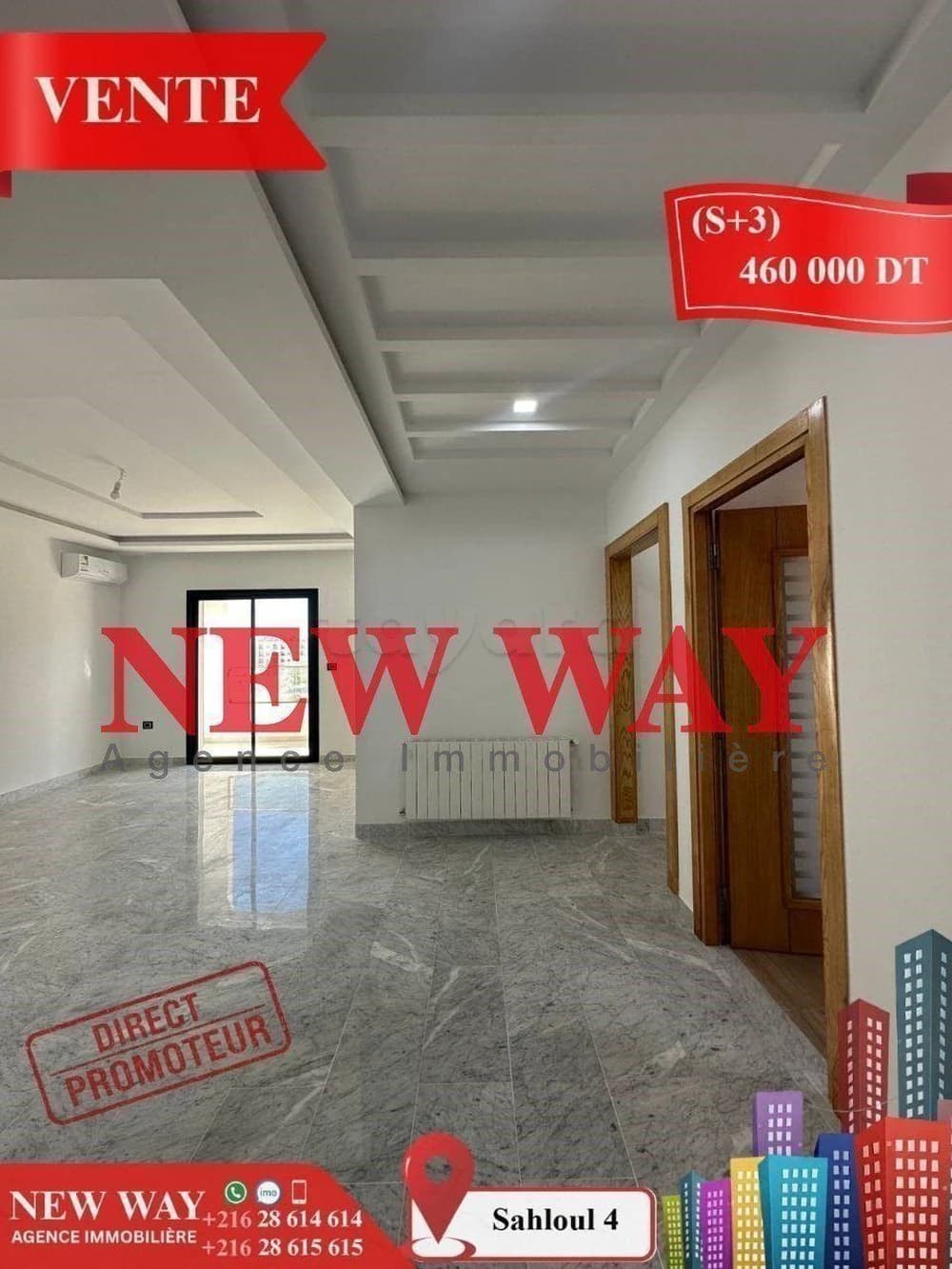 (S+3) Directe Promoteur  à Sahloul 4  avec Place de Parking       
