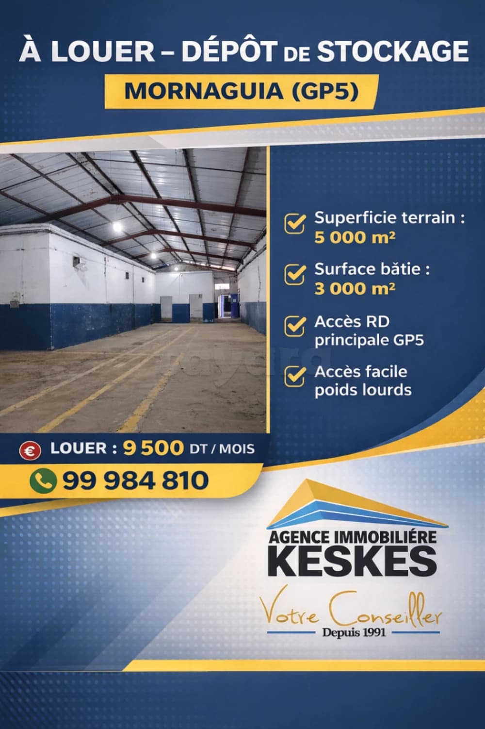  À LOUER – DÉPÔT DE STOCKAGE | MORNAGUIA (GP5)