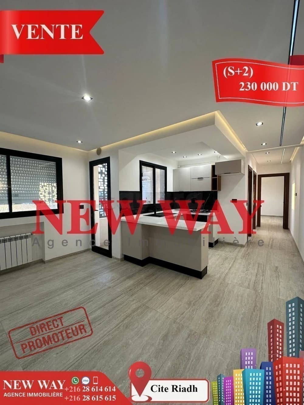 (S+2) Directe Promoteur  à Cité Riadh        