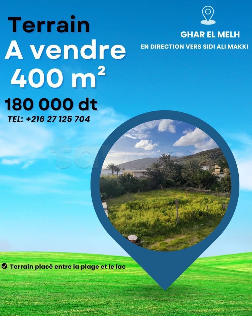 Magnifique lot de terrain à ghar milh à proximité de la mer