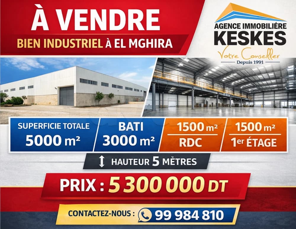 Local Industriel El Mghira 5000 M²