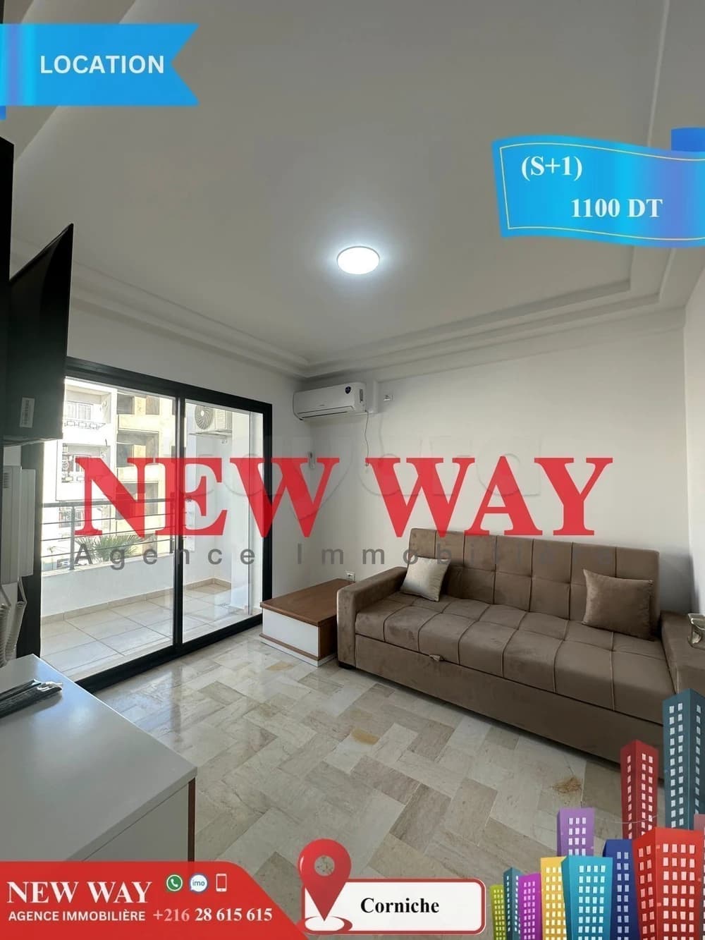  (S+1) meublé  à Corniche prés de la mer 