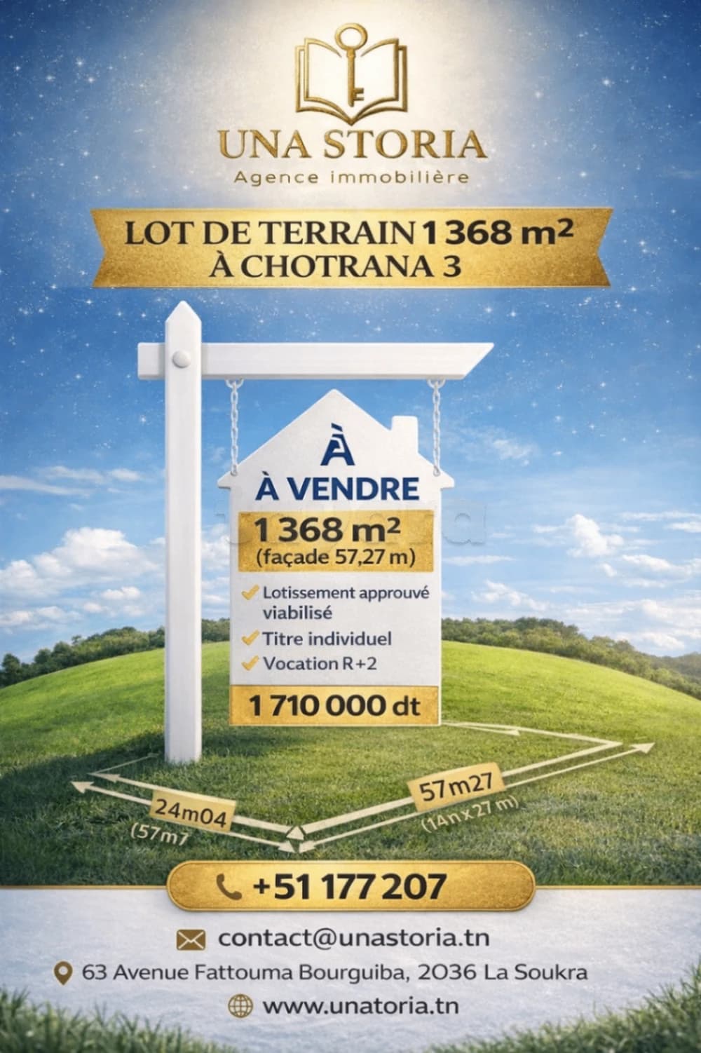 lot  de Terrain 1368 m² à Chotrna 3