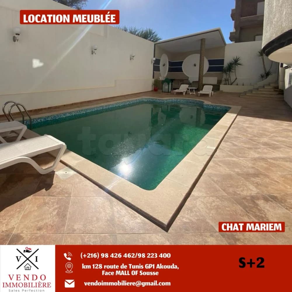 🏖 S+2 meublé avec piscine à Chatt Mariem