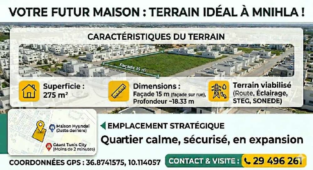 terrain 275 m2 à vendre 