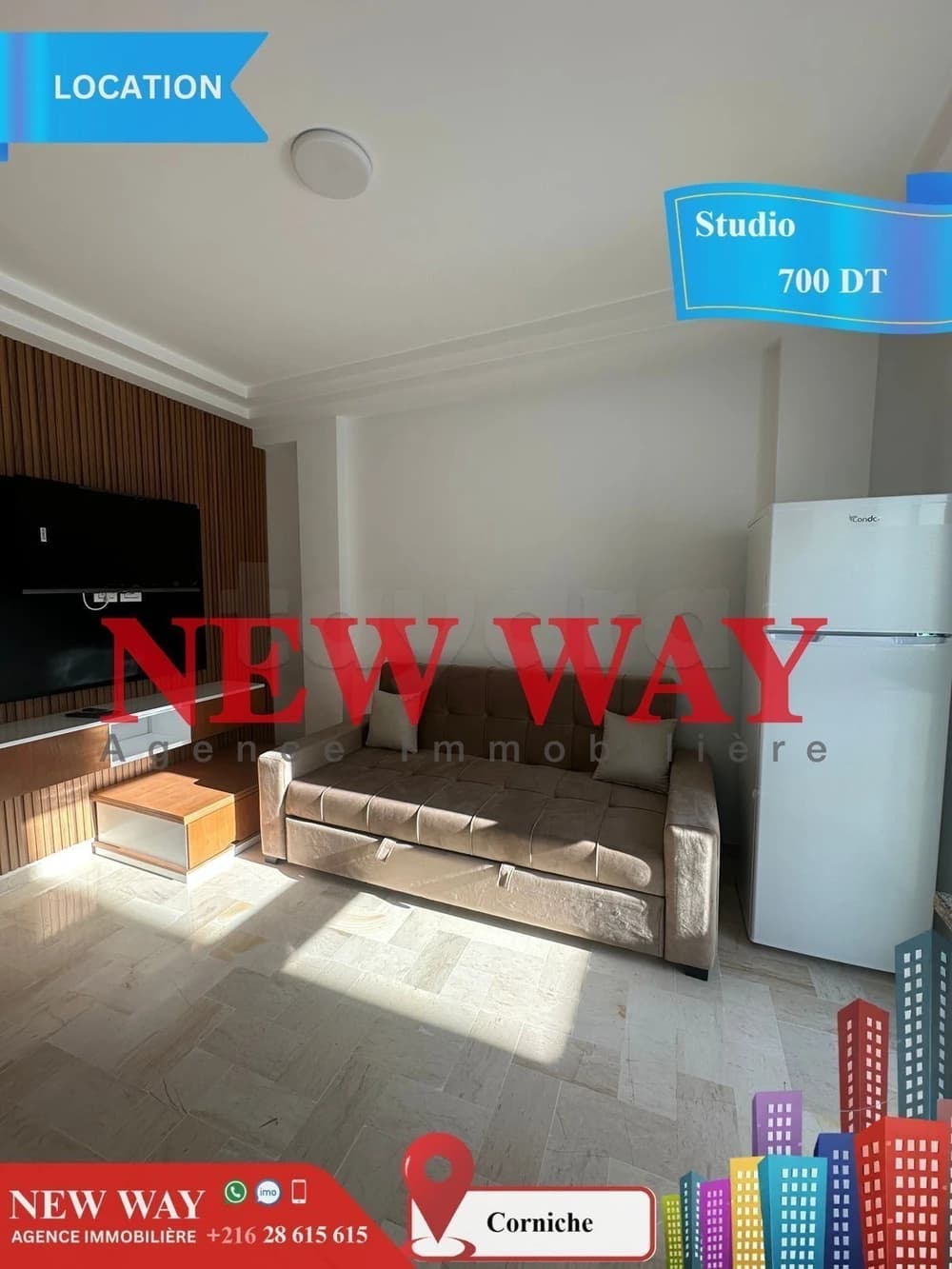 Studio meublé  à Corniche prés de la mer 