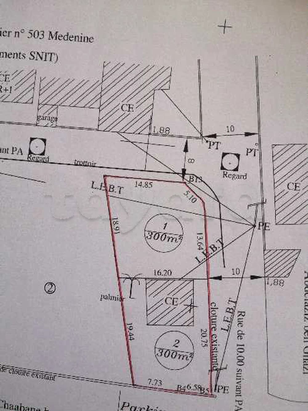 Terrain avec titre bleu-Autorisation de bâtir de 2 studio jumelé 