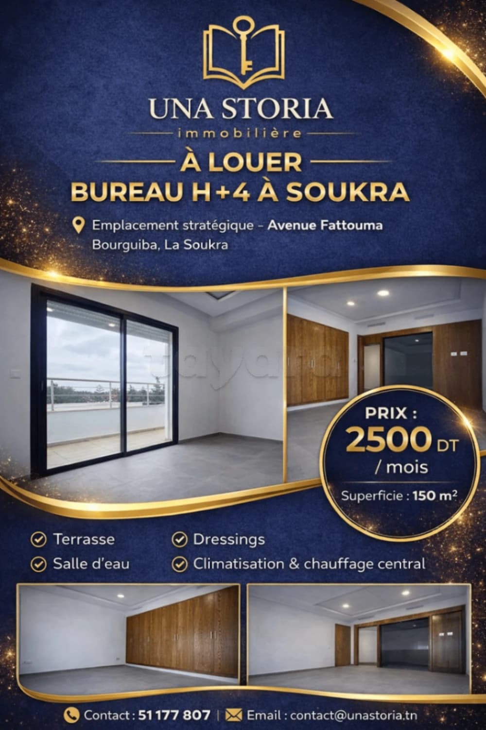 À LOUER BUREAU H+4 À SOUKRA