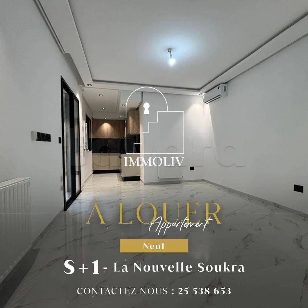 A louer un Appt S+1 neuf à la Nouvelle Soukra