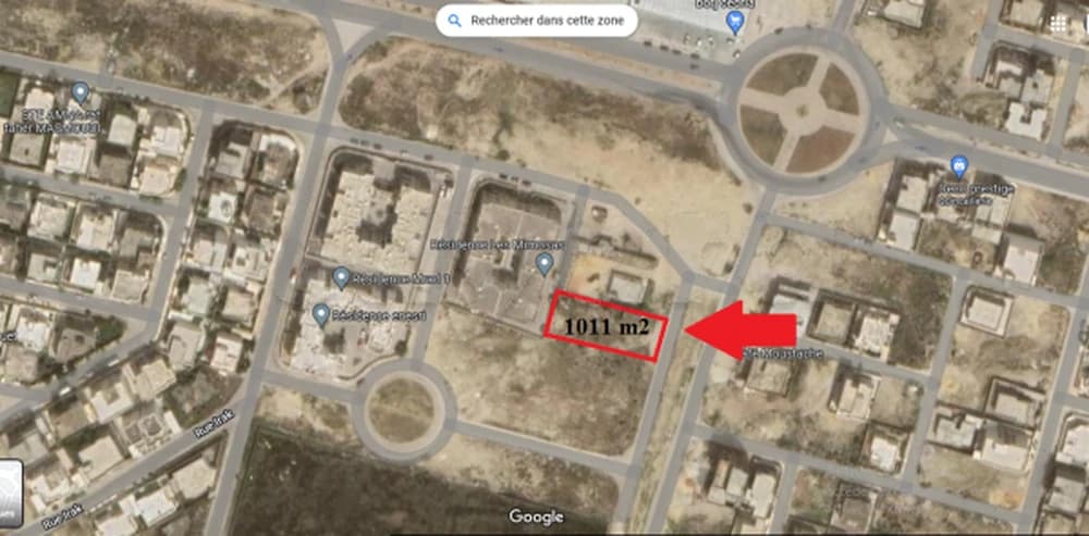 Terrain de 1011 m² à Borj Cedria