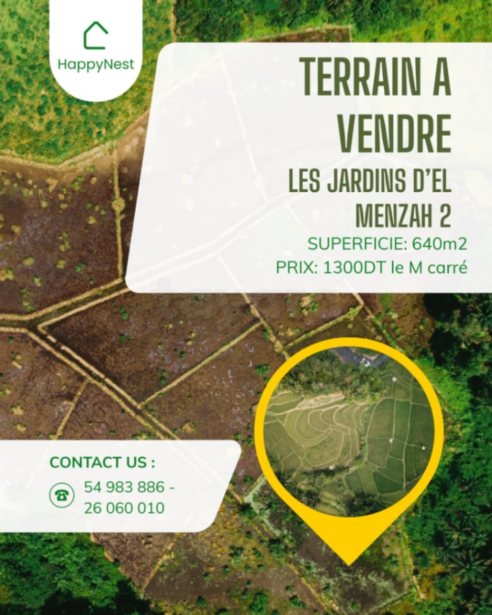 A Vendre: Terrain à vendre – Jardin d’El Menzah