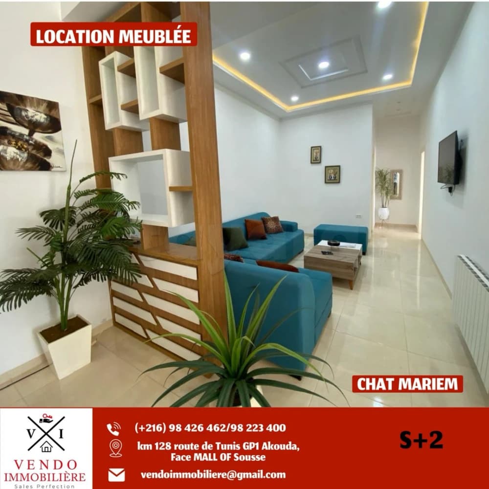 ✨ À louer – S+2 meublé à Chatt Mariem ✨