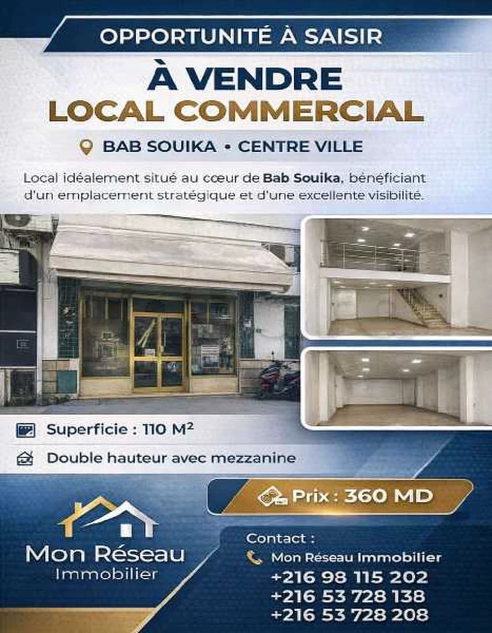 📍 BAB SOUIKA – CENTRE VILLE À 