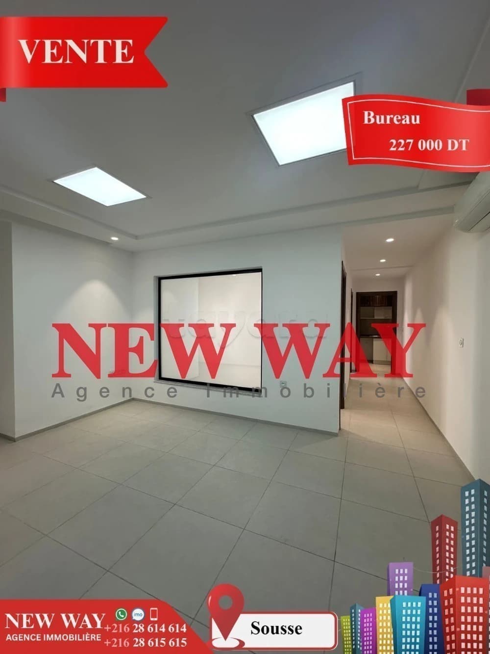 Bureau (A+2) à Sousse  avec Place de Parking  